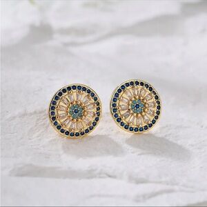 Luxurious Ear Stud Zircon Gold Plated Earring New Sparkly